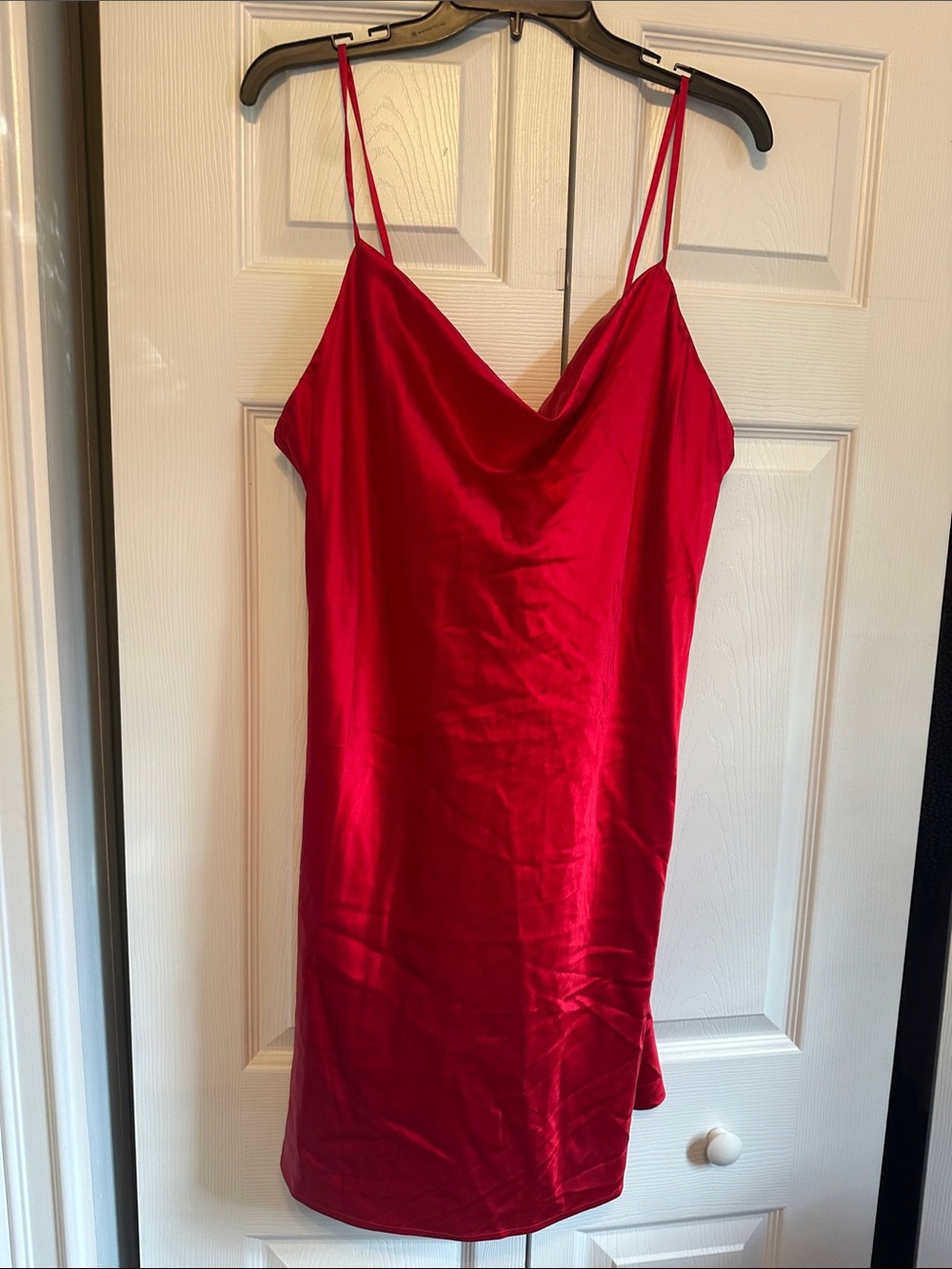 Red Satin Cowl Neck Mini Dress - Unbranded